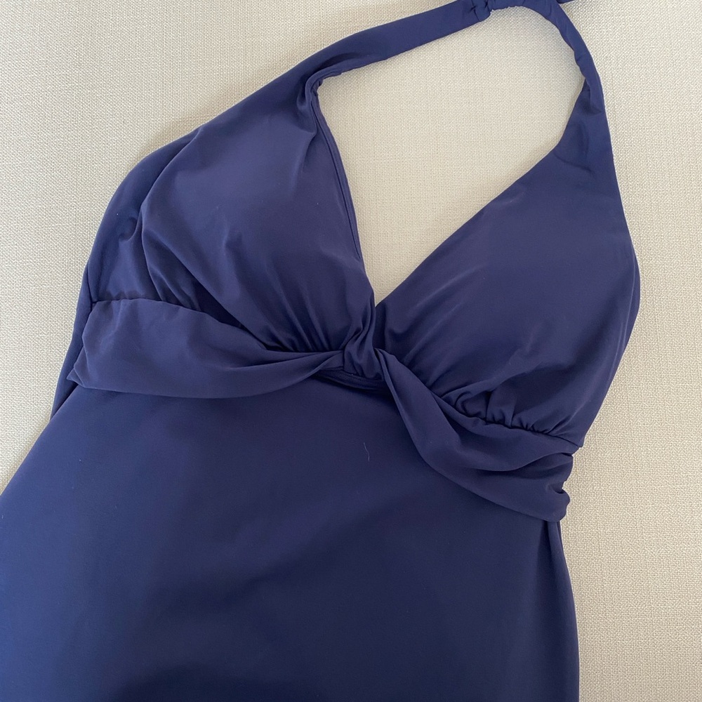 Lands End navy blue swim top